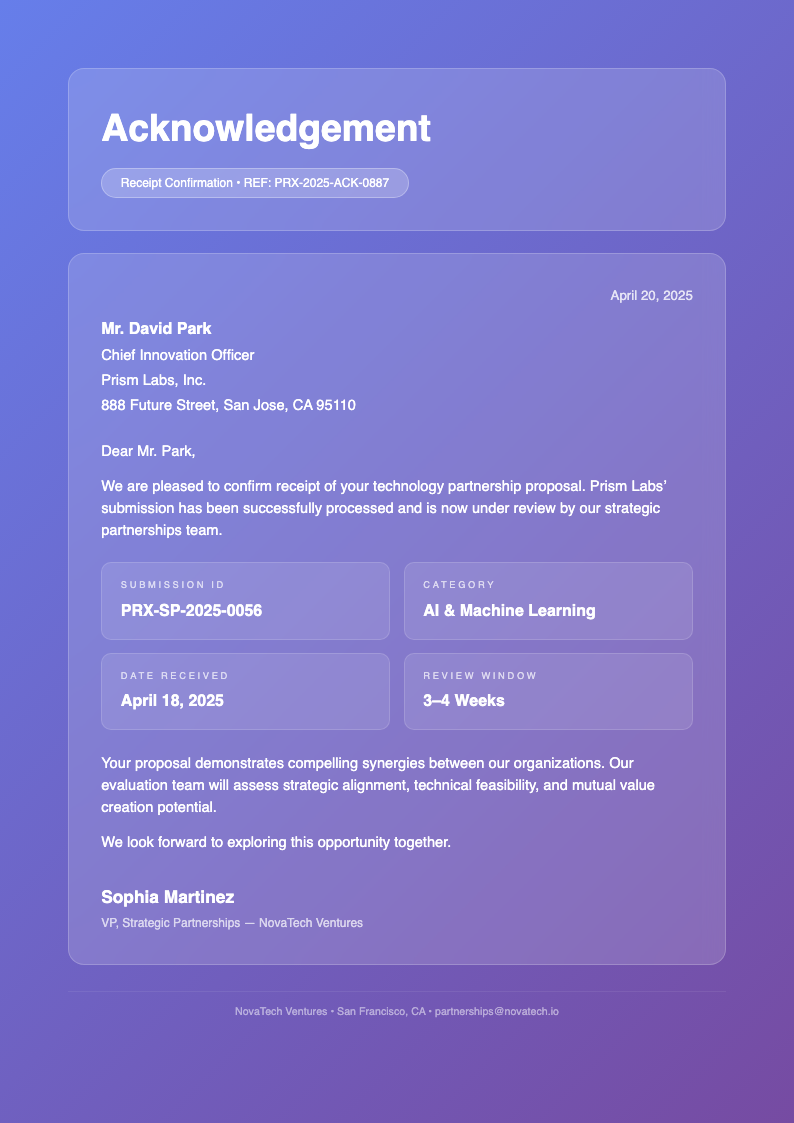 Glassmorphism modern acknowledgement letter